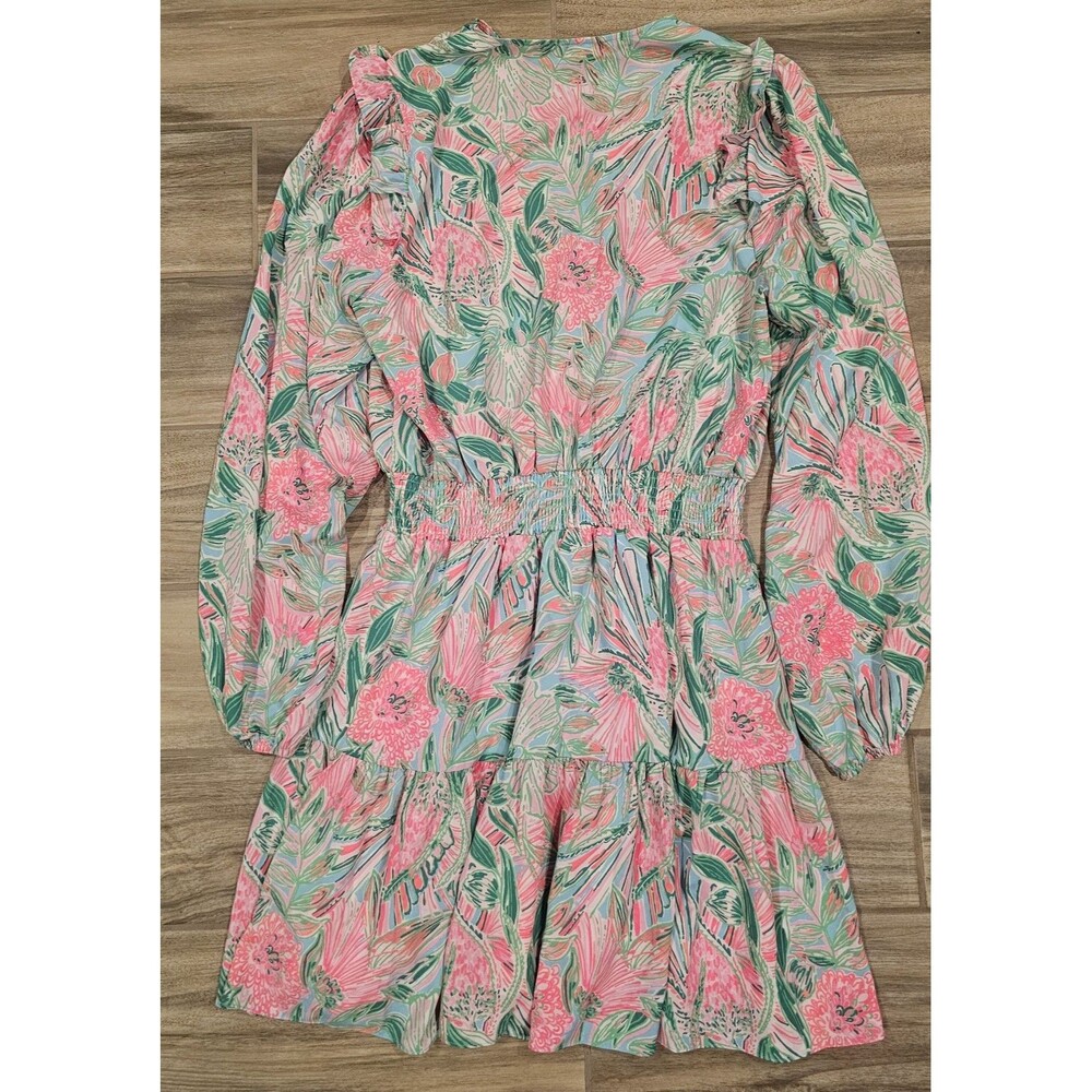 Lilly Pulitzer Taviana Stretch Lileeze Dress "Coming In Hot Blue Horizon" Sz 14